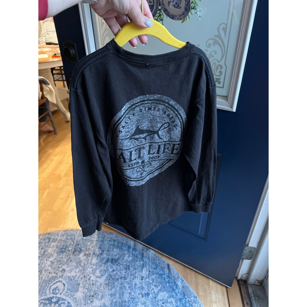 Salt life long sleeve black boys size medium